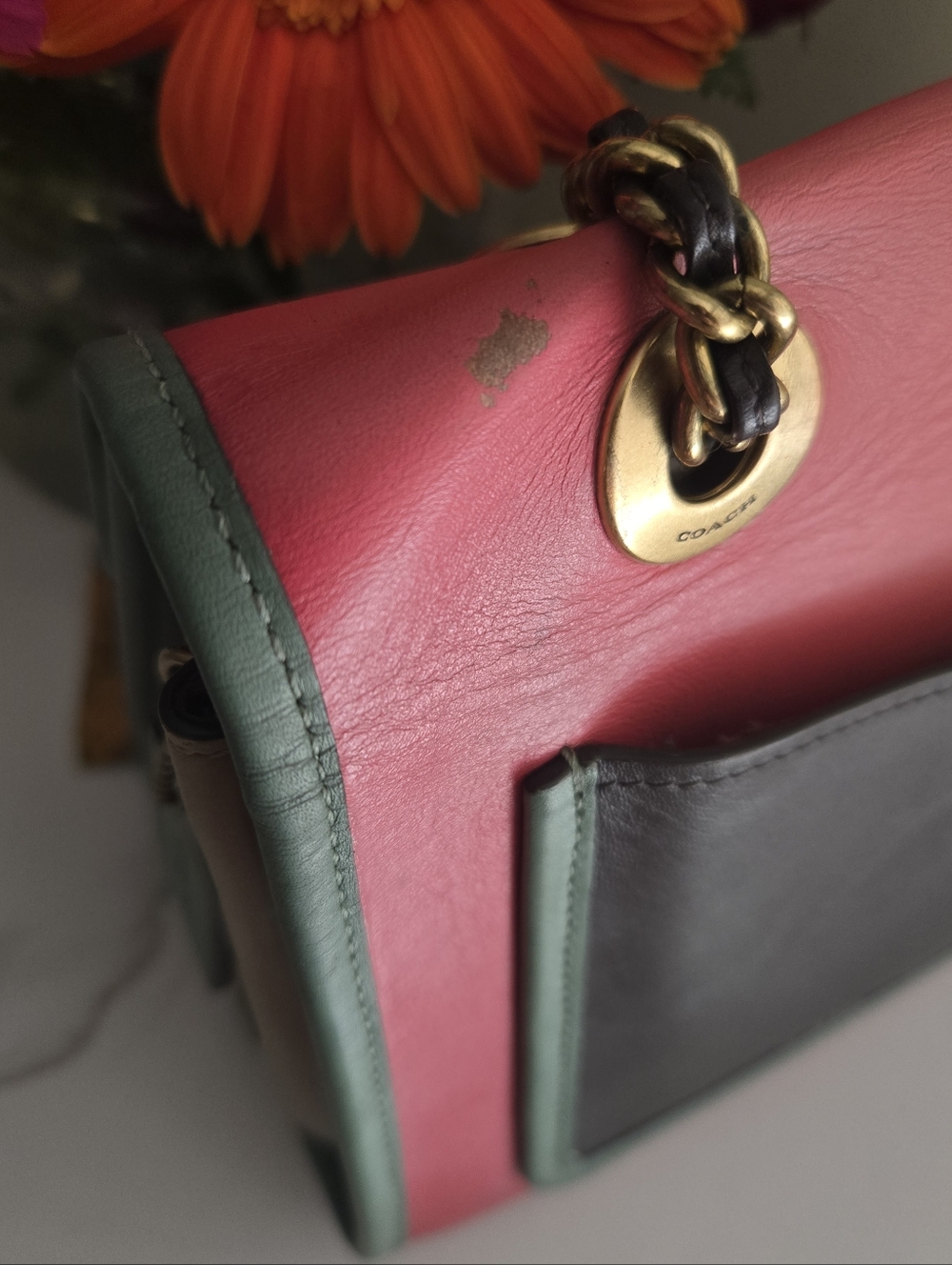 GUC Coach Parker Soft Colorblock Turnlock Leather Shoulder Bag - Picture 4 of 15
